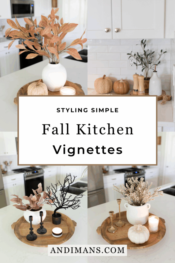 Simple fall kitchen vignettes for countertop