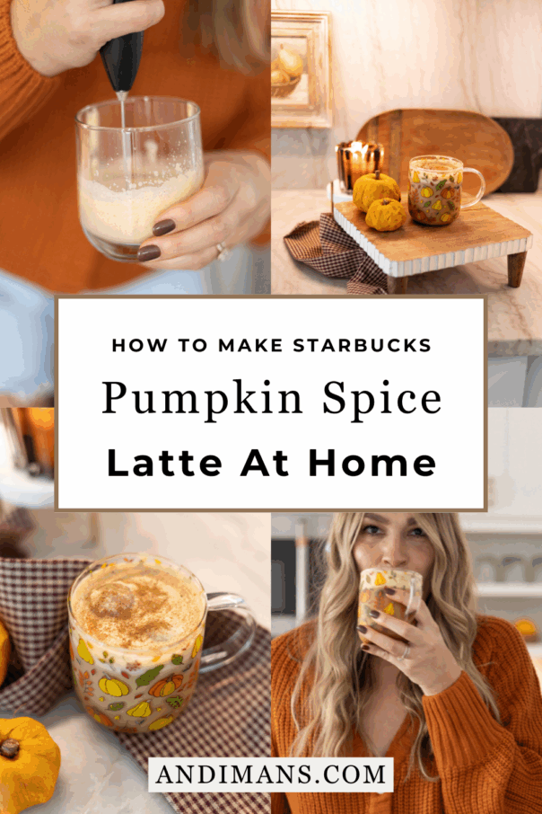 At Home Starbucks Pumpkin Spice Latte recipe. Image for Pinterest.