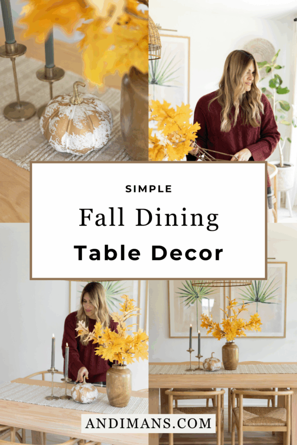 Fall Dining Table Decor. Shareable image for Pinterest.