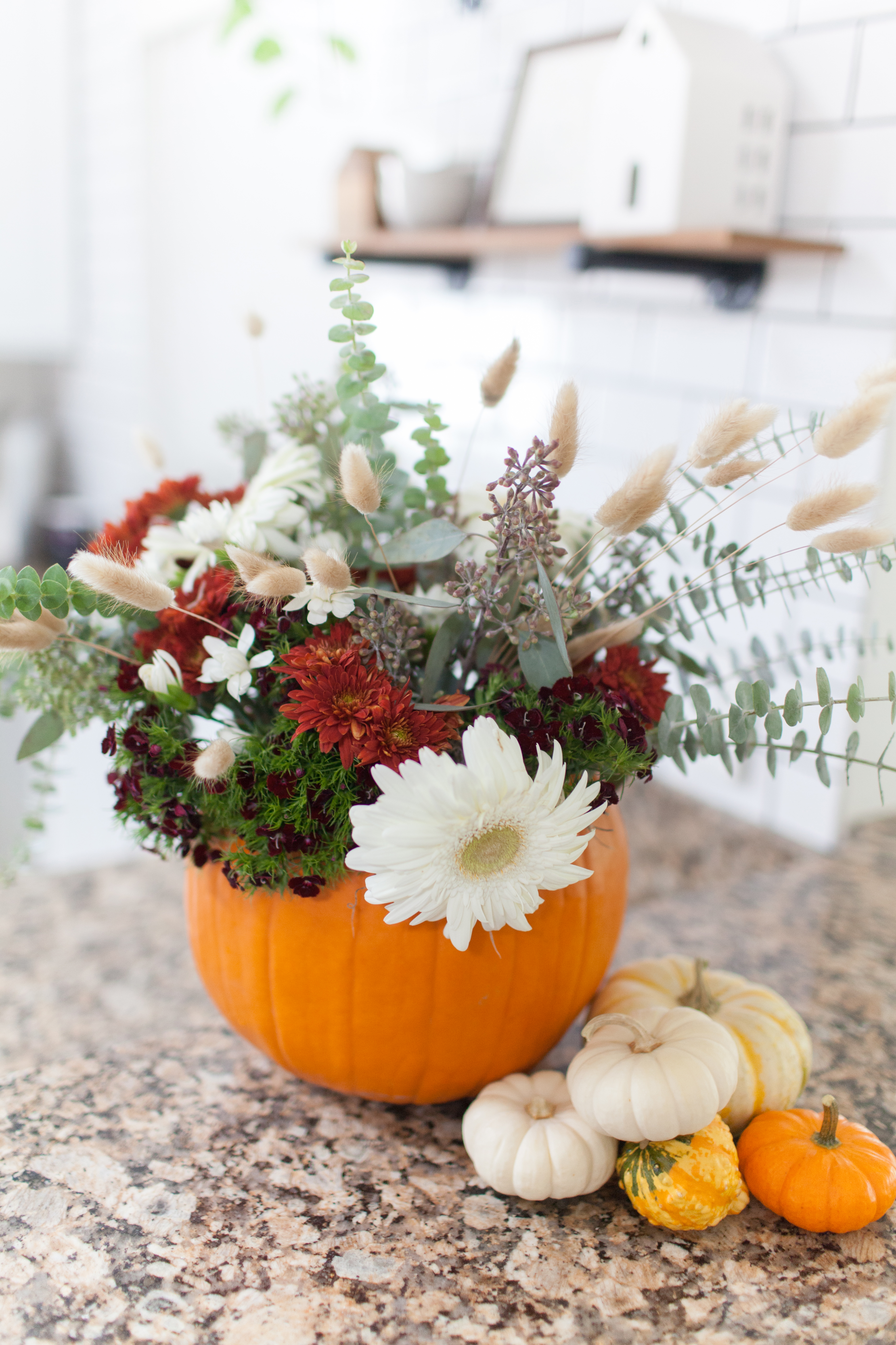 DIY Pumpkin Flower Arrangment