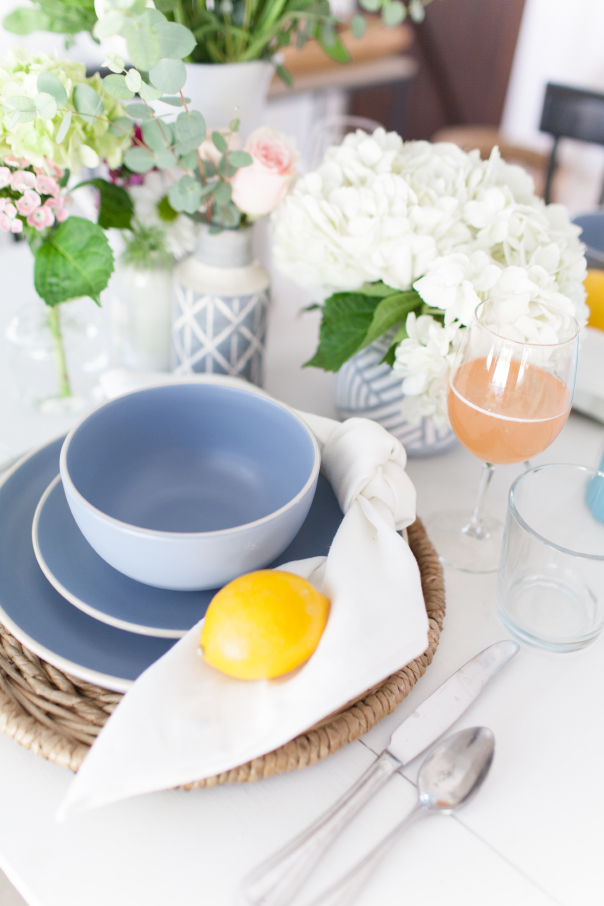 spring floral, tablescape, dinnerware