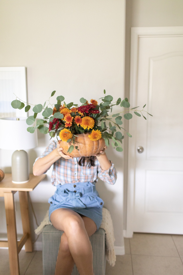 DIY Pumpkin Floral Arrangement