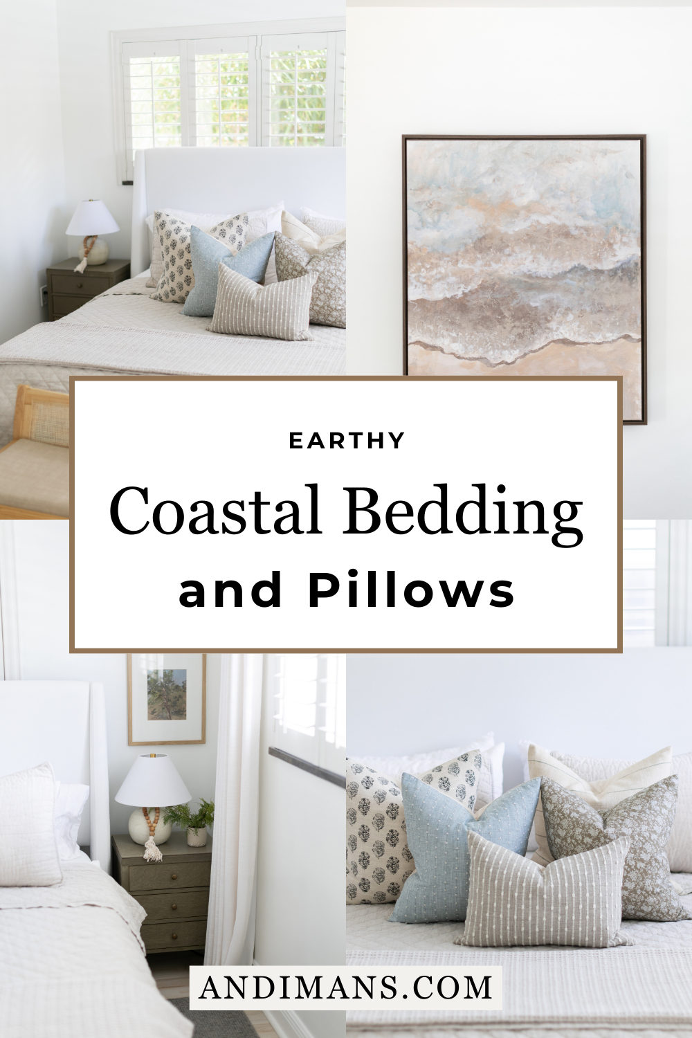Earthy Coastal Bedding and Pillows