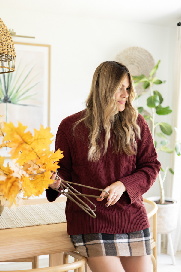 Andi holding faux fall stems