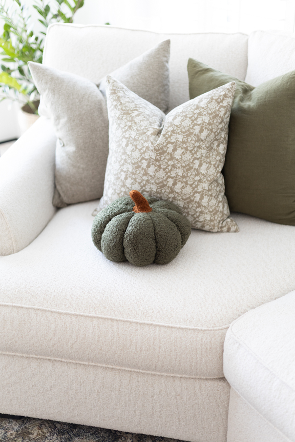 pumpkin pillow on my couch