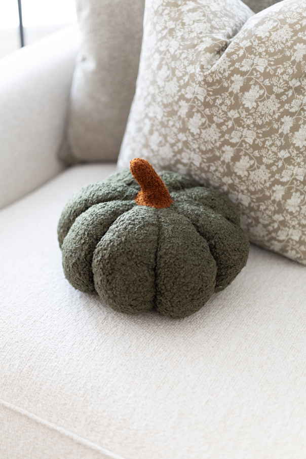 cozy pumpkin pillow decor on my sofa